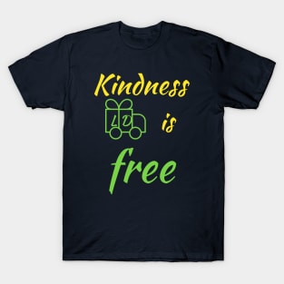 Kindness is free yellow typography with green car illustration T-Shirt